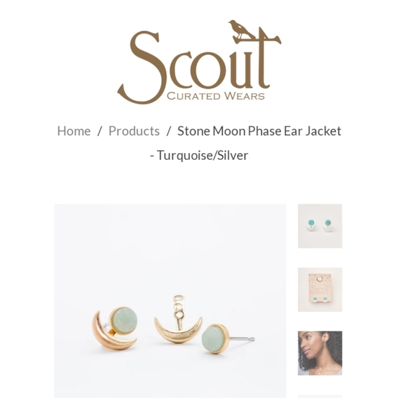 Scout- "Stone Moon Phase Ear Jacket" (Turquoise/Silver) - Picture 4 of 5